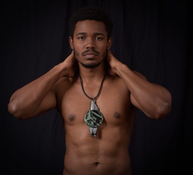 MANLY19-08: MEN'S / ETHNIC WOODEN NECKLACE ON BUNA