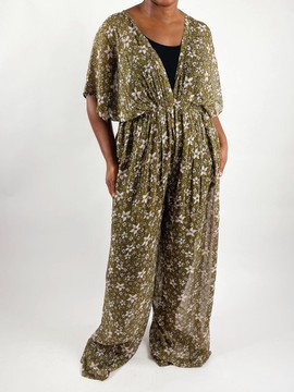 Wide Leg Palazzo Chiffon Floral Jumpsuit