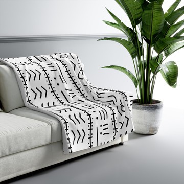Tribal African Print Throw Blanket Native Pattern White (MORE SIZES AVAILABLE)