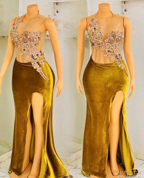 Long velvet evening dress, wedding dresses, prom gowns