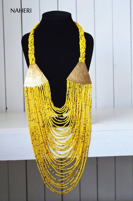 African Maasai Beaded Necklace | African tribal Necklace | Yellow Necklace | Gift for Her