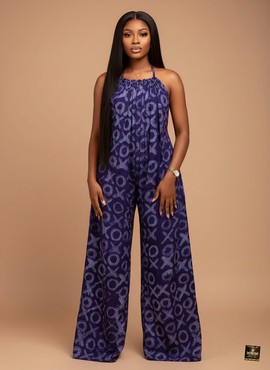 Combinaison bustier en batik violet Mercy