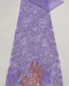 Beaded lace, fabric for wedding, lace for wedding dress, lace   (5 yards )