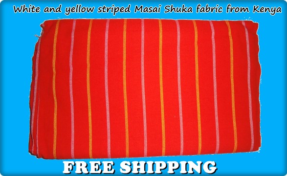 Tissu Masai shuka à rayures rouges