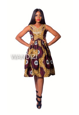 African Print Embellished Dress, Ankara Midi Dress, African Clothing for Women