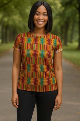 T-shirt africain authentique au motif kente – T-shirt imprimé ghanéen