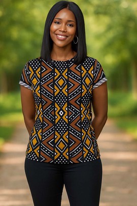 T-shirt pour femme à imprimé bogolan africain unique
