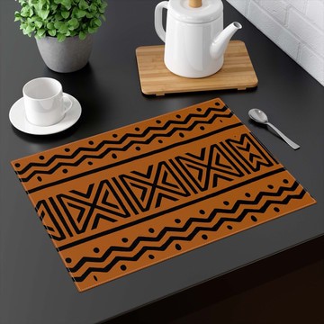 (TWO PIECES) Tabletop Placemat Afrocentric Boho Zigzag Pattern (MORE SIZES AVAILABLE)
