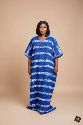 Blue Mist Striped Batik Bubu|Kaftan|Gown