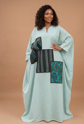 Mint Stripe Boubou Patchwork Dress |Maternity styling|Plus size fits|Casual fit