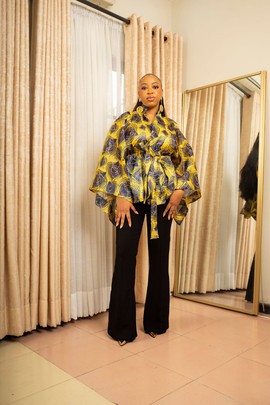 Yellow Kintsugi Print Kimono