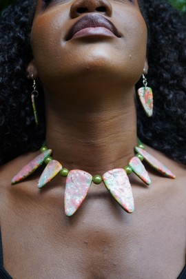 WONDERFUL18-14 Triangle Choker Necklace + BO