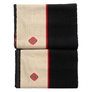 Authentique Faso Danfani – Tissu africain tissé à la main noir, crème et rouge
