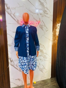 Denim Ankara shirt dress, jean Ankara dress