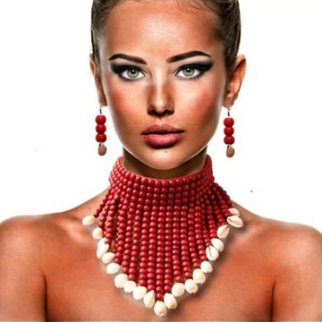 Nigeria beaded necklace/earrings set/African jewelry/choker "claman"