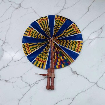Éventail Wax motifs colorés– Poignée Cuir