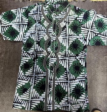 Embroidered Senator Style Button Shirt | Handmade Batik Male Shirt,Men African Print Shirt,