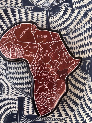 African map jewellery storage box, soapstone jewellery box