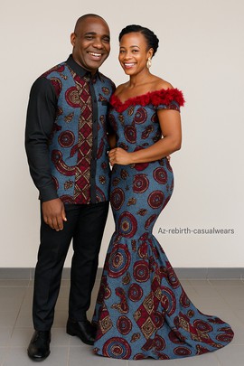 Tenue de Couple Africaine Complète – Élégance Unique, Tailles Disponibles