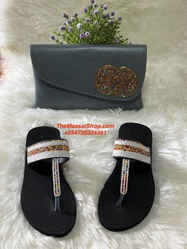 KENYAN BEADED CLUTCH BAG AND SANDALS SET