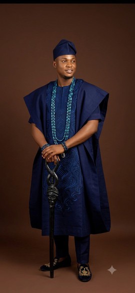2. Executive Navy Blue Agbada with Intricate Embroidery