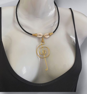 Necklace, mid long necklace, chocker, cowrie shell necklace