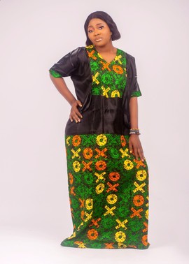 Boubou with Ankara and Liquid Mikado| African Wax| Rich Aunty Dress| Gifts For Her.