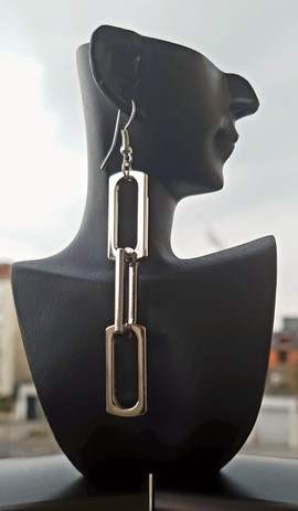 Boucles d'oreille "rectangulaire" couleur argenté
