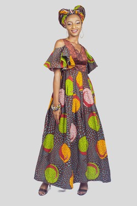 Ankara Cold Shoulder Dress, African Print Dress, African Clothing for Women, African Dress