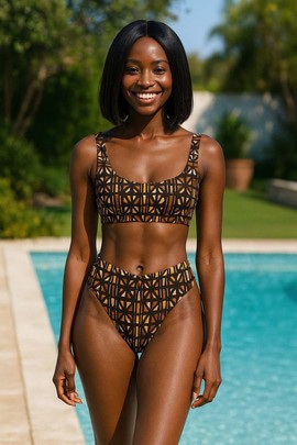 African Swimsuit for Women Mudcloth Print Bikini Set