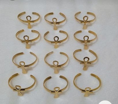 Ankh bracelets, brass bracelets, adjustable bracelets, African jewellery,12 bracelets.