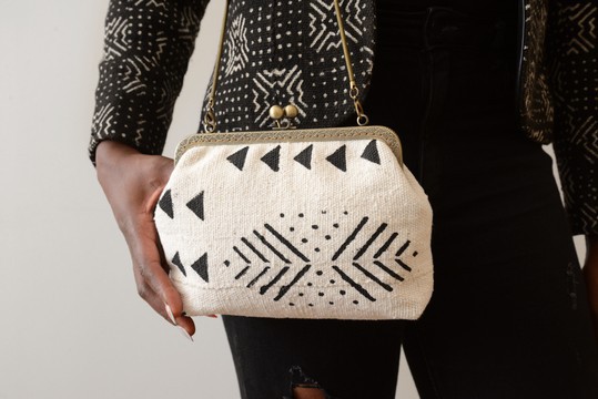 Vintage Bogolan handbag White