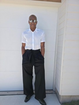 High-Waisted Tie-Front Trousers | Black Wide Leg Avant-Garde Pants | Japanese Pants