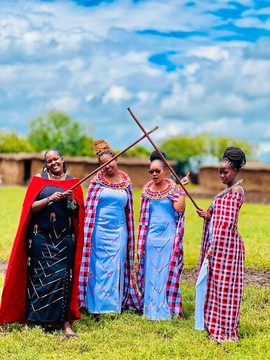 Beaded Maasai dress with a matching shawl