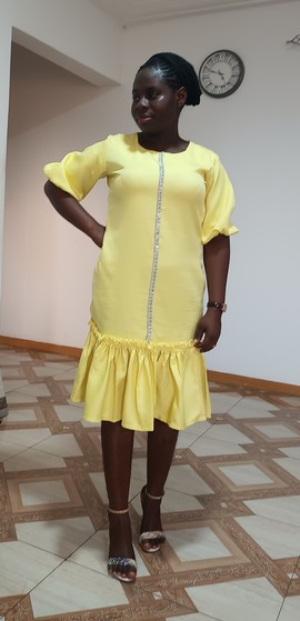 Mid length scuba African dress for women