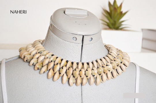 African cowrie shell collar necklace handmade jewelry
