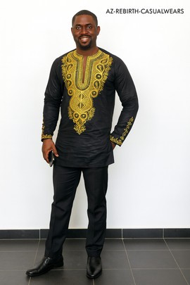 Black embroidered kaftan with  pant