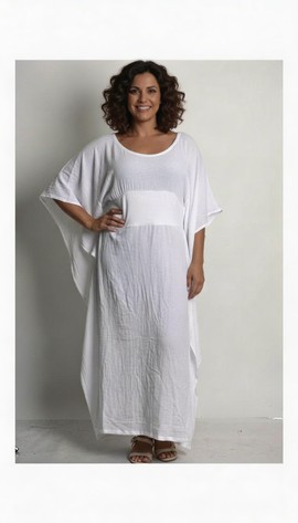 white kaftan with batwing sleeves