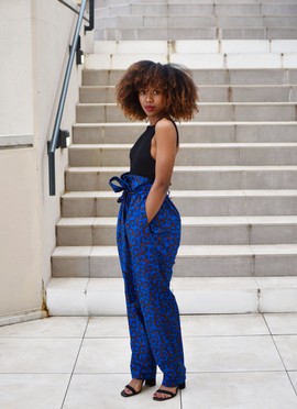 High waist blue wax pants Okoyi
