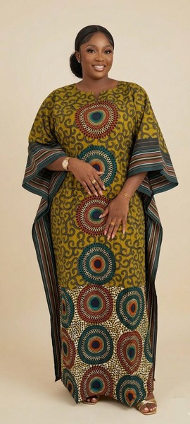Boubou Ankara élégant avec manches en Aso-Oke – Disponible en toutes tailles