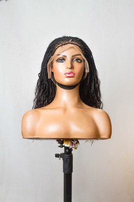 Human hair goddess braids Full lace wig,18inches