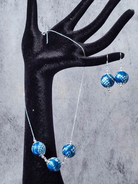 OBA 2 NDOP TURQOISE necklace in WAX fabric-loincloth beads and 925 silver