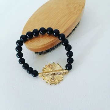 Beads and baoulé polka dots bracelet "sika sika"