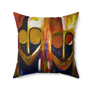 (2 Sets) - Tribal African Pillow Cover | Masquerade Masked Faces (MORE SIZES AVAILABLE)