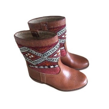 BIG SALE! Genuine leather boots with Kilim Handmade by Cuiroma craftsmen in Morocco