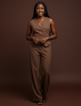 Chic Brown Two-Piece Suit Set