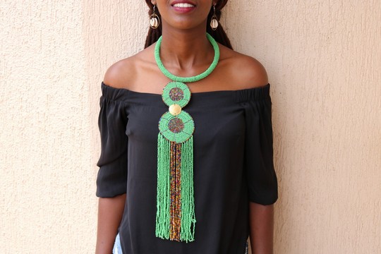 Collier pendentif perlé africain, bijoux africains, cadeau de Noël pour maman, collier tribal romantique
