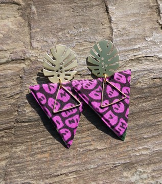 Purple triangle wax earrings