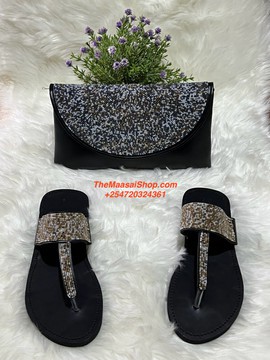 KENYAN BEADED CLUTCH BAG AND SANDALS SET