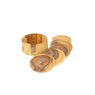 Saucer And Support In Olive Wood